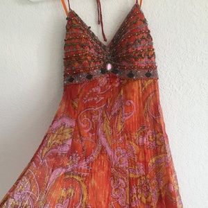 Beautiful Sue Wong Beaded Orange Cocktail Dress